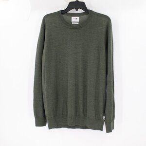 NN07 No Nationality Sweater Mens Large Italian Yarns Merino crew neck green knit